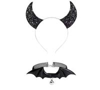 Punk Headdress Bat Wing Halloween Hair Hoop +Choker Devil Wing Cool Girl Bat Wing Theme Accessories