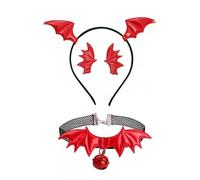 Punk Headdress Bat Wing Halloween Pair Hair Clip + Choker Hoop Devil Cool Girl Theme