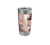 Punk Hedgehog Riding a Scooter Through the City Stainless Steel Insulated Tumbler