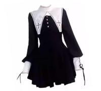 Punk Horror Nun Costume Dress Long Sleeve Comfortable Fabric Punk Outfit Accessories Religious Mystery Cosplay Nun Cosplay Clothing