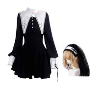 Punk Horror Nun Costume Dress Long Sleeve Comfortable Fabric Punk Outfit Accessories Religious Mystery Cosplay Nun Cosplay Clothing