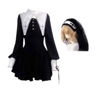 Punk Horror Nun Costume Dress Long Sleeve Comfortable Fabric Punk Outfit Accessories Religious Mystery Cosplay Nun Cosplay Clothing