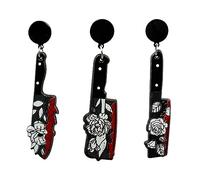 Punk Knife Dagger Drop Dangle Earring Set,Skull Flower Bloody kitchen knife dagger Gothic Acrylic Halloween Earrings for Women Hip Hop Bloody Halloween Party Jewelry, Acrylic, No Gemstone