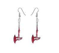Punk Knife Red Blood Print Horror Halloween Dangle Hook Earrings Gothic Axe Scissors Sword Chainsaw Wrench Drop Huggie Hoops Earring Personalized Jewelry Gifts for Women Girls, Metal, No Gemstone
