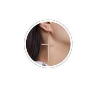 Punk Large Gold Cross Earrings - Big Drop Dangle Religion Crucifix Vintage Simple Earrings for Women and Girls Gift