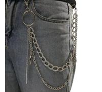 Punk Layered Pants Chain for Women Men - Hip Hop Gothic Multi-Layer Metal Waist Chain Feather Pendant Belt Jeans Jewelry Accessory for Street Club Party