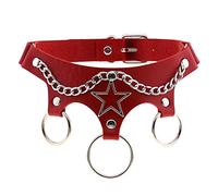 Punk Leather Five Star Chain Collar Choker, Personality Exaggerated Wild Temperament Ring Collarbone Necklace