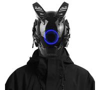 Punk LED Light Mask with Blue Neon Glow, DIY Accessories Set - Adjustable Techwear Half Helmet for Cosplay, Halloween, Techwear Costume