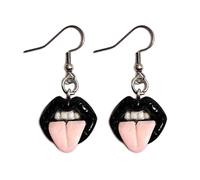 Punk Lips Earhook Red Tongue Funny Dangle Earrings Horrible Halloween Costume Accessories Hip Hop Rock Jewelry Horrible Funny Halloween Earrings For Girls
