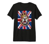Punk London British Bulldog Union Jack Crown Rebel Premium T-Shirt