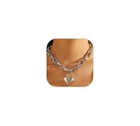 Punk Love Heart Pendant Choker Necklace Peach Hearts Chunky Chain Necklaces Vintage Thick Clavicle Necklace Statement Jewelry Gifts for Women, normal, Metal, No Gemstone