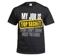 Punk Metal Rock Funny Jokes Celtic Tribal Skull Star War Darth Vader T Shirt Tee (My Job is Top Secret, 4XL)
