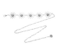Punk Metal Sun Shape Waist Chain Belt for Women Silver | Metal Statement Accessory, Universal for Garments, Bikini Suit and Belt Loops, Pool Party Dates