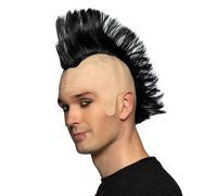 Punk Mohawk Wig Bald Cap 80s Rocker Unisex Fancy Dress Costume