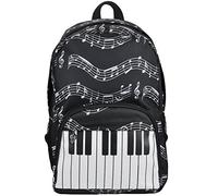PUNK Oxford Musical Notes Print Backpack for School Boys Girls Stylish Art Bookbags (Keyboard Black)