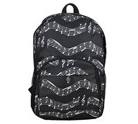 PUNK Oxford Musical Notes Print Backpack for School Boys Girls Stylish Art Bookbags (Musical Notes Patterns Black)