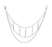 Punk Pants Chain, Gothic Hip Hop Stacked Wallet and Jeans Link Chain with Cross Sword Charms Vintage Rock Jewelry for Men Women Halloween Clothing Accessories (Silver)
