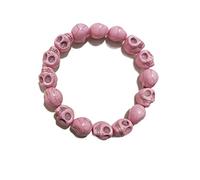 Punk Personality Colorful Skull Bead Skeleton Bracelets Delicate Gothic Charm Head Bone Stone Seed Elastic Strand Bracelets Tibetan Prayer Mala Bangle for Men Women Hip Hop Jewelry, Stone, withoutgem
