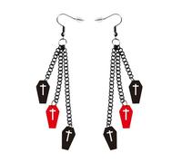 Punk Pumpkin Ear Hook Skull Funny Bat Spider Dangle Earrings Halloween Costume Accessories Hip Hop Black Chain Jewelry Black Chain Halloween Earrings for Girls, フリーサイズ