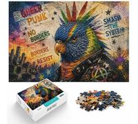 Punk Rainbow Lorikeet with Anarchy Symbols Jigsaw Puzzle, 1000 Piece