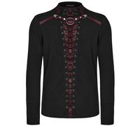 Punk Rave Mens Dark Gothic Punk Lace-Up Mesh Inset T Shirt Top Black Red