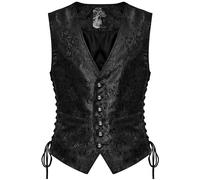 Punk Rave Mens Gothic Aristocrat Formal Jacquard Waistcoat Vest - Black
