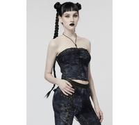Punk Rave - Recorded Butterflies Bandeau Black/Blue - Top - blue - XXL - 100% Polyester,Lace XXL