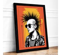 Punk Rebellion Pop Art Framed Wall Art Print A3 (42×29.7cm) Black, Wall Decor for Living Room, Bedroom, Office & Home, Ready to Hang, Art Gift