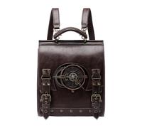 Punk Retro Damen Rucksack - Industrial Style Laptop Rucksack Robustem PU-Leder | Vintage School Bag Mit Verstellbaren Für Outdoor Aktivitäten Wie Wandern, Camping | Europäisch Amerikanische