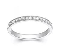 Punk Rings for Women, Ring Women Silver with 0.4Ct Diamond 18K White Gold Size P 1/2