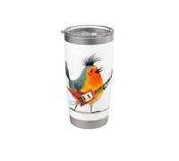Punk Robin Bird Costume with E-Guitar for Rockstar Lovers Stainless Steel Insulated Tumbler