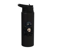 Punk Rock Crow Skull Bird Spiked Collar Stainless Steel Insulated Water Bottle