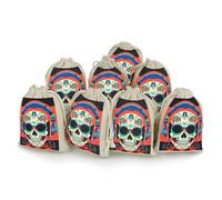 Punk Rock Earphones Skull 8-Pack Burlap Bags Drawstring Gift Bags Party Favors Bag Weddings Pouches for Holidays & Events
