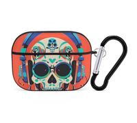 Punk Rock Earphones Skull AirPods Pro Protective Case Cute Earphone Protective Covers with Keychain Ring - Compatible with AirPod Pro 2nd / 1st Generation