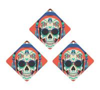 Punk Rock Earphones Skull Car Air Freshener, 3 Pcs Rhombus Hanging Air Freshener Cards, Long Lasting Fragrance Scented Cards for Car, Home, Office Gray-style