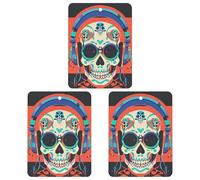 Punk Rock Earphones Skull Car Air Freshener, 3 Pcs Square Hanging Air Freshener Cards, Long Lasting Fragrance Scented Cards for Car, Home, Office White-style