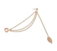 Punk Rock Leaf Chain Women Tassel Earrings Cuff Earrings Tassel Pendant Elegant and PopularDurability