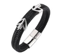 Punk Rock Leather Bracelets For Men Handmade Arrows Leather Rope Cuff Wristband With Magnetic Clasp Stackable Vintage Punk Jewellery For Women Men Black 16.5Cm