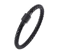 Punk Rock Leather Bracelets For Men Handmade Genuine Leather Cuff Wristband With Magnetic Clasp Vintage Punk Jewellery For Women Men Black 18.5Cm