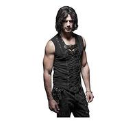 Punk Rock Mens Leather Belt Sleeveless T-shirt Bandage Casual Tank Tops Cross Strap Black Vest (S)