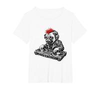 Punk Rock Pug Dj Dog Lover Design T-Shirt, Women's Plus, White, 4X