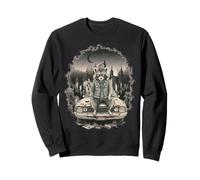 Punk Rock Raccoon Old Car City Vintage Urban Trash Panda Sweatshirt