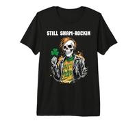 Punk Rock Skeleton Leprechaun Sham-Rockin St Patrick's Day Premium T-Shirt