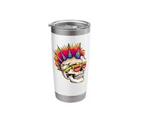 Punk Rock Skull Retro 80s 90s Rocker Gothic Goth Stainless Steel Insulated Tumbler