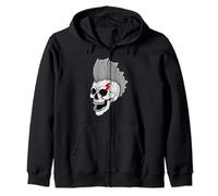 Punk Rock Skull With Mohawk Punk's Not Dead Zip Hoodie