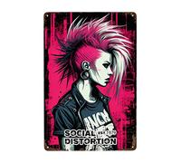 Punk Rock Vintage Signs Metal Bars Social Distortion Rock And Roll Party Decorations Sharp Indoor Bar Decorations Create Fashionable Atmosphere For Happy Hour Wall Decor For Bedroom Girl 8x12 in
