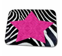 Punk Rockabilly Zebra Animal Stripe Pink Star Print Door Mats Washable Barrier Mat Heavy Duty Floor Mats For Front Back Door Shoes Scraper Indoor 40X60 Cm