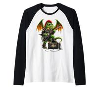 Punk Rock'n Roll Goth Dragon Guitar Band Boys Girls Raglan Baseball Tee