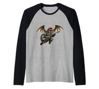 Punk Rock'n Roll Goth Grunge Dragon Guitar Band Rock Music Raglan Baseball Tee