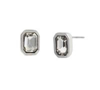 Punk Romance Emerald Cut Stone Stud Earrings Steve Madden Off White One Size